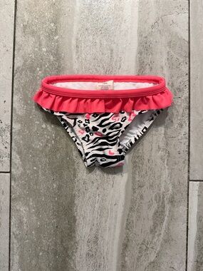 OP Pink Ruffle Zebra-Heart Bikini Bottoms